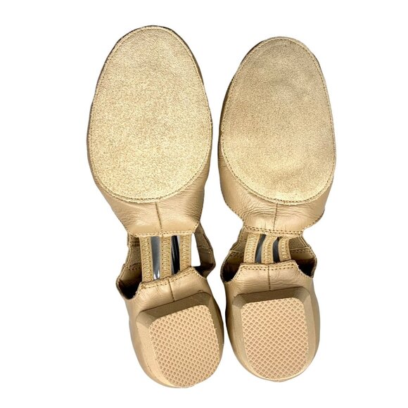 Leo's Adult Size 5 Jazz T-Strap Grecian Dance Sandals Suntan Leather Shoes Amore - Picture 6 of 8